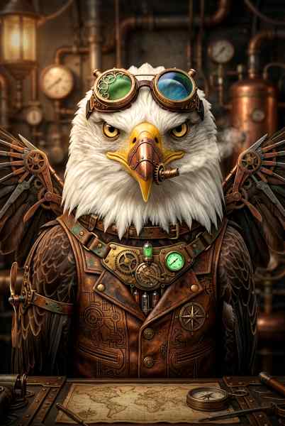 Kapitein van de Tijd – Amerikaanse Zeearend in Steampunk Stijl