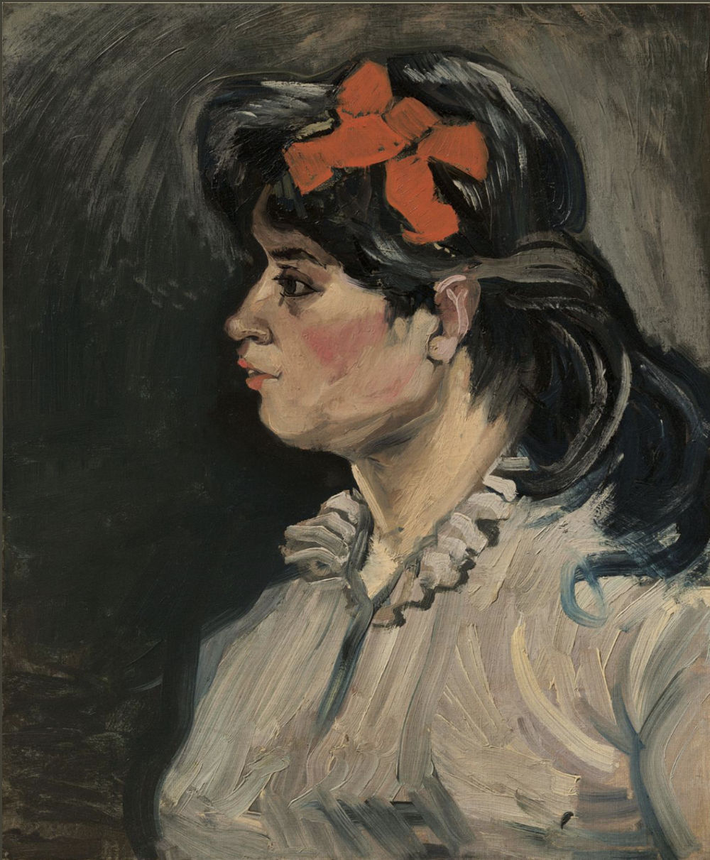 Portret van een dame met rode haarband - Vincent van Gogh