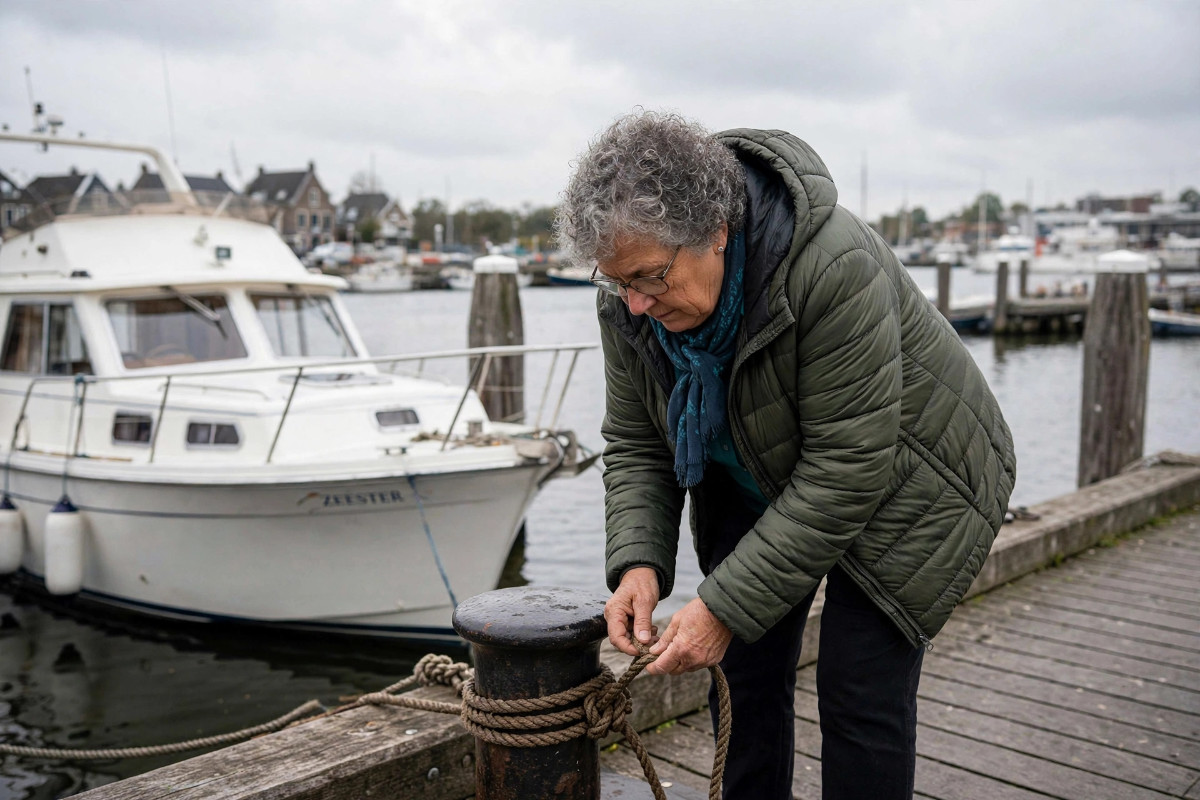 Antoinette op aanleg steiger