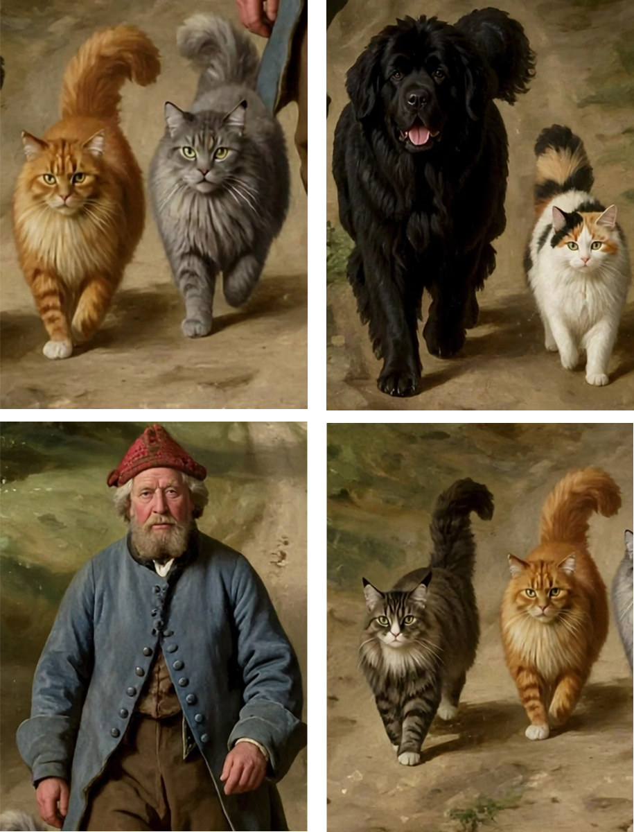 Detail opnamens van de dieren op Met zijn alle op pad
