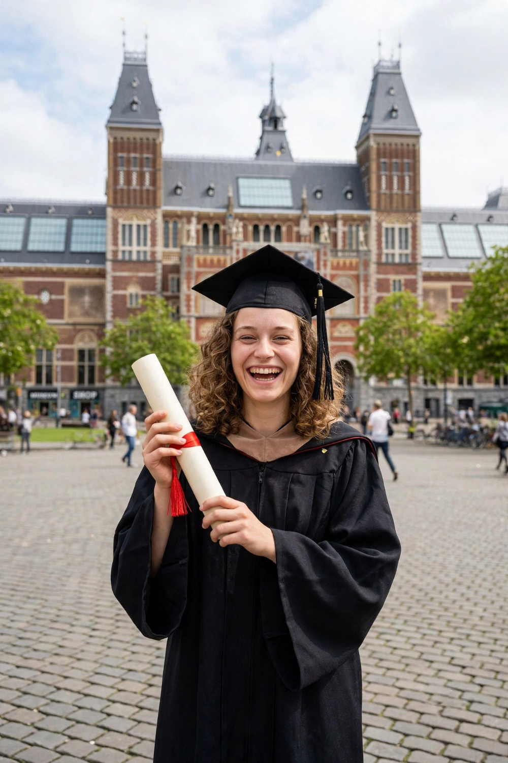 Jessica toont vol trots haar diploma
