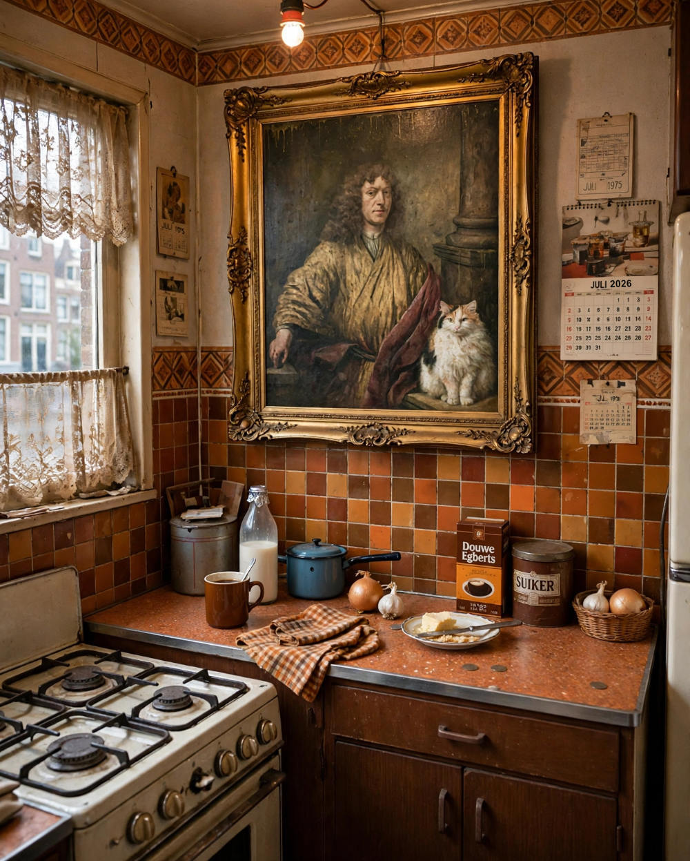 Het schilderij van Ferdinand Bol hangt gewoon in de keuken.
