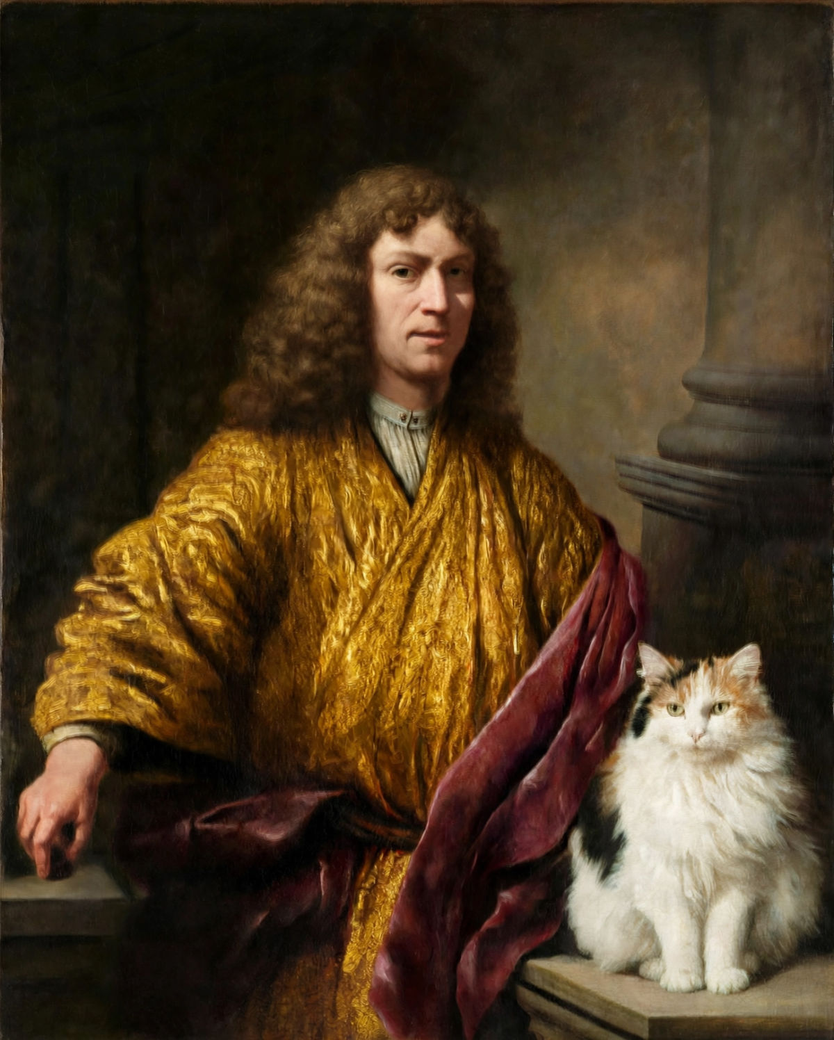 Ferdinand Bol met Pluisje geschilderd door Apollo van Rijn