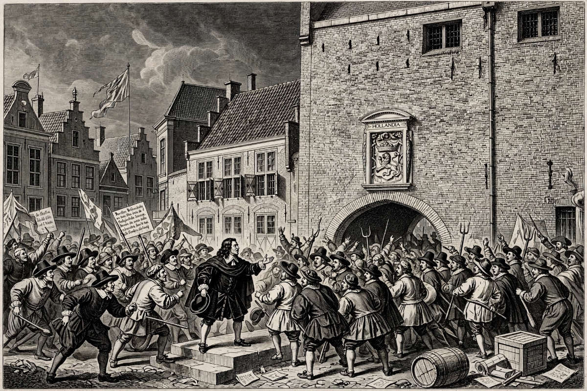 De Gevangenpoort in Den Haag in het rampjaar 1672