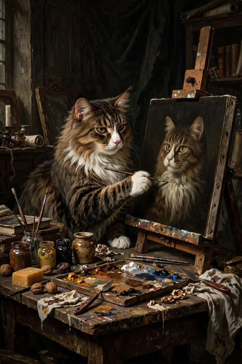Zelfportret Apollo van Rijn schilder wordt geschilderd.