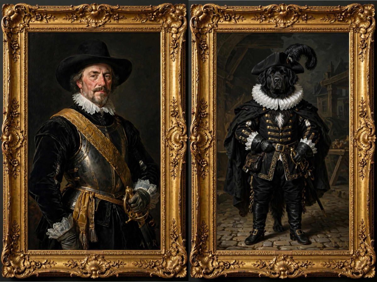 twee portretten van Haagse schutters.