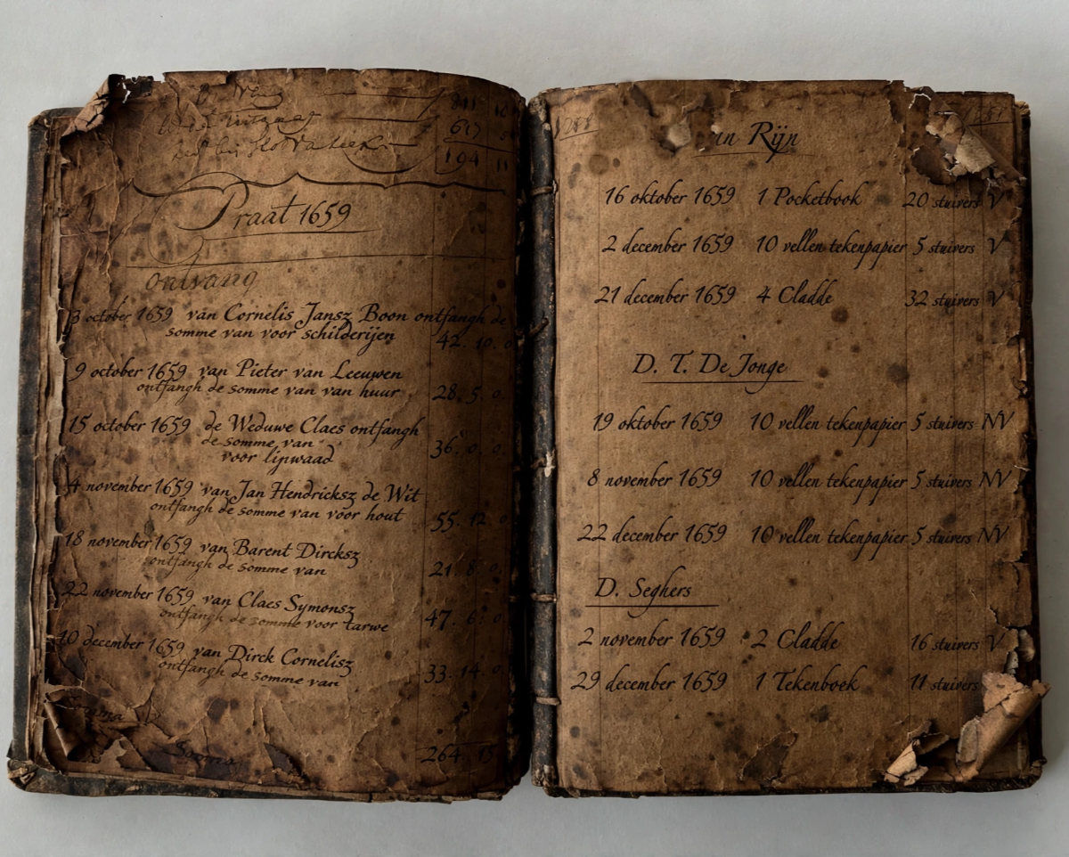 Boekhandel Jacob igeeft een geheim prijs, een kasboek uit 1659.