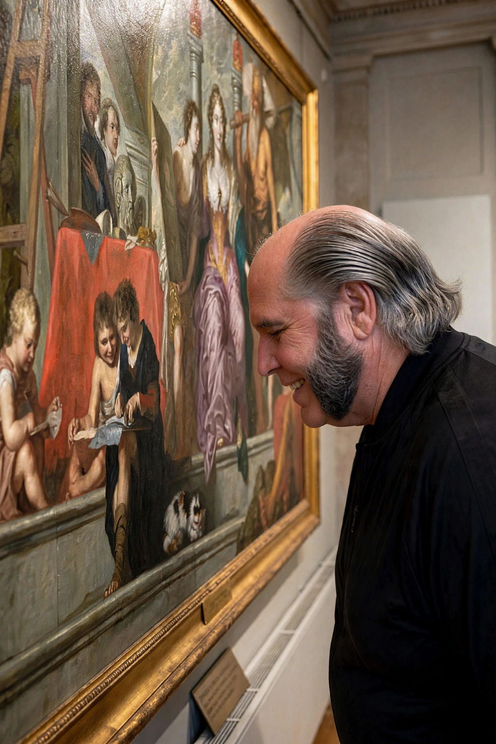 met schets in het museum.