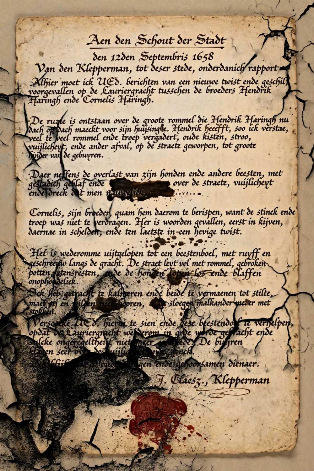 Document ven de klepperman over de ruzie tussen Hendrik en Cornelis