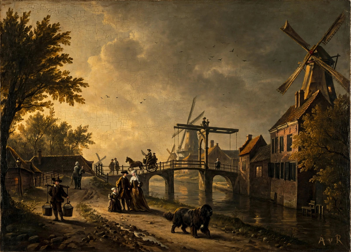 Apollo van Rijn - Vier molens aan de Loosduinsevaar.