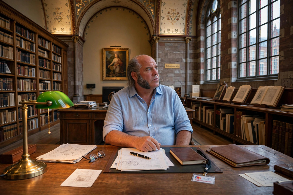 Nadenken achter het bureau.