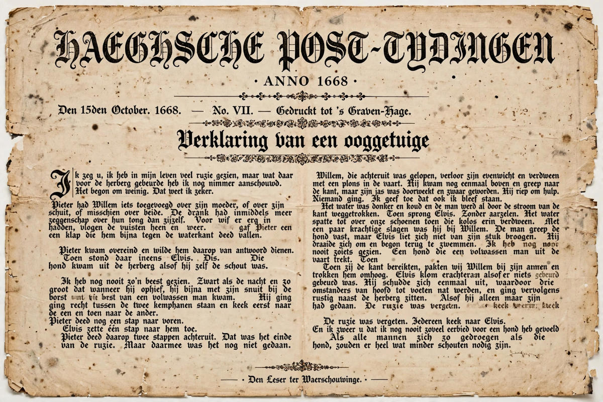 Krantenartikel over de ruzie in de herberg van Loosduinen