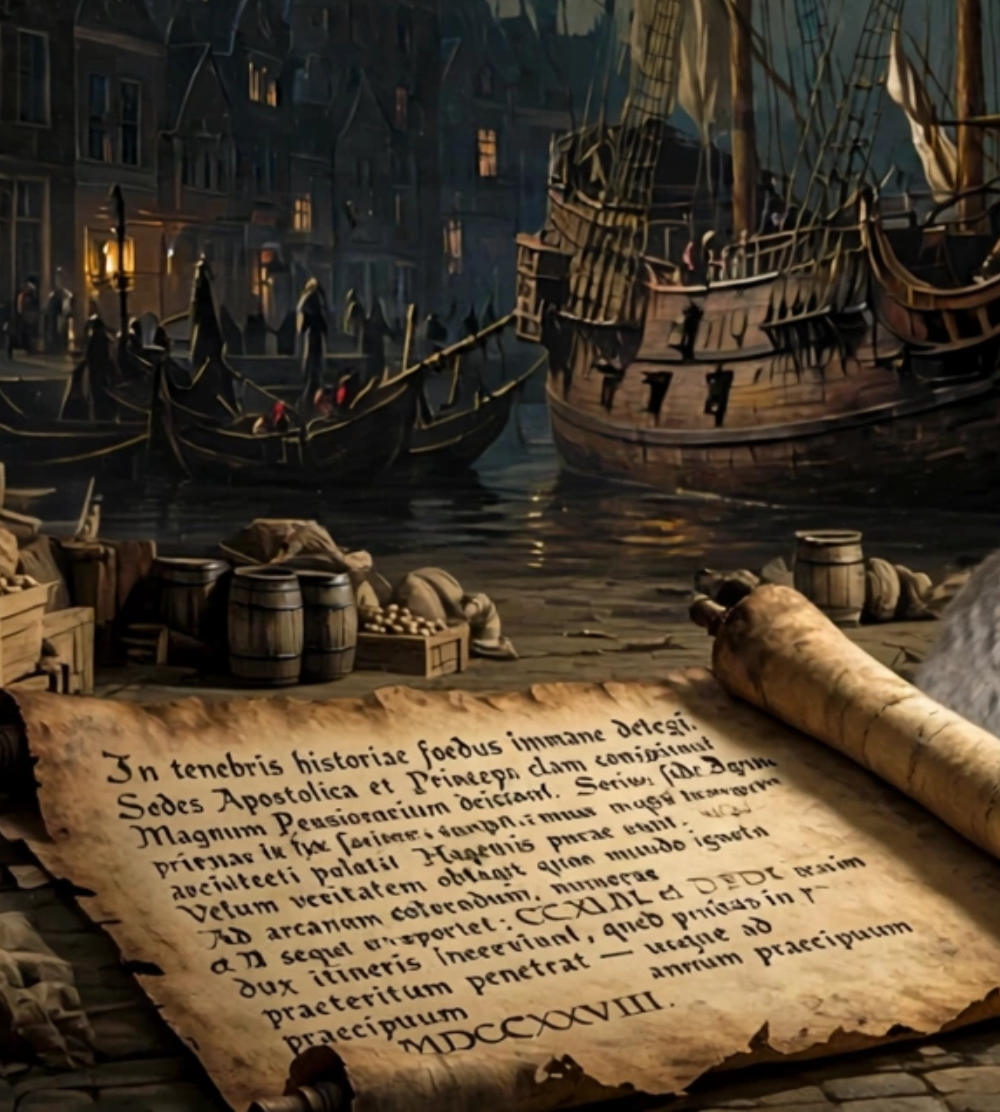 De latijnse tekst op de perkamenten rol