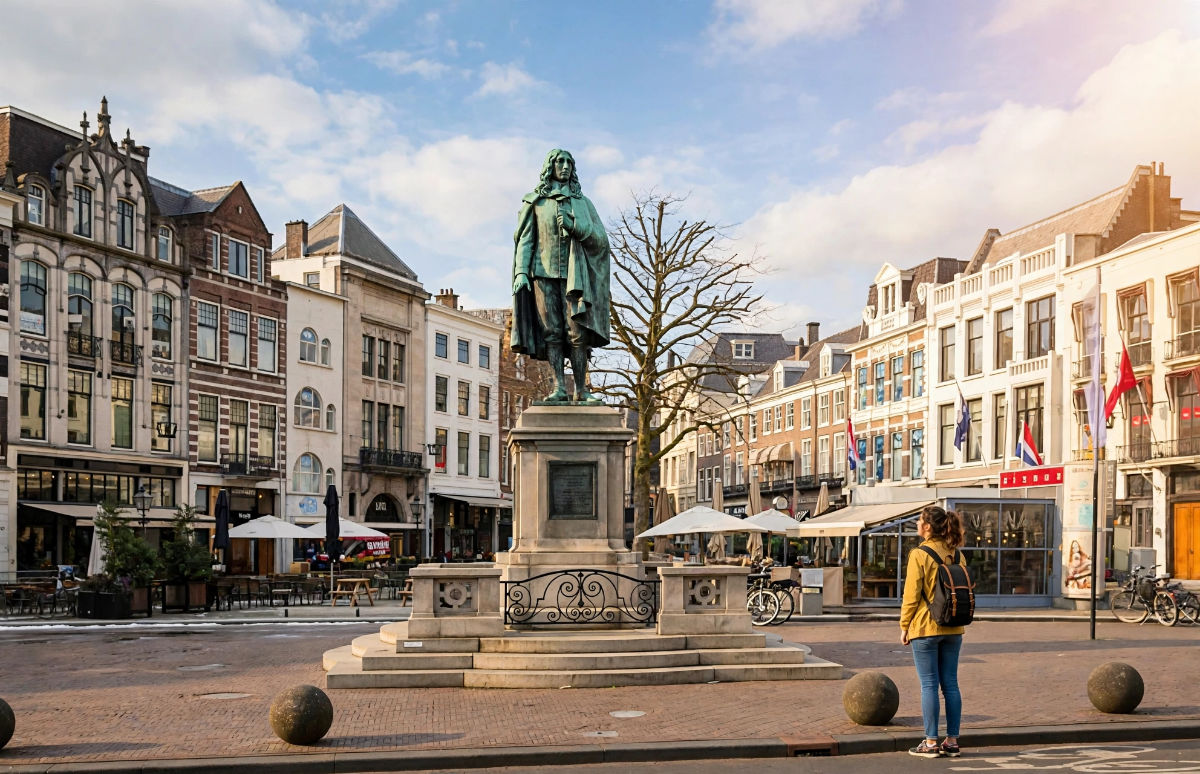 Het beeld van Johan de Witt op de Plaats in het centrum van Den Haag