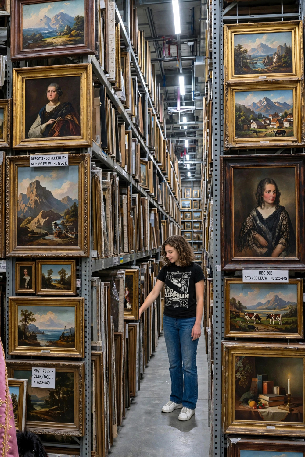 Jessica wijst een schilderij aan met Elvis en Pluisje erop